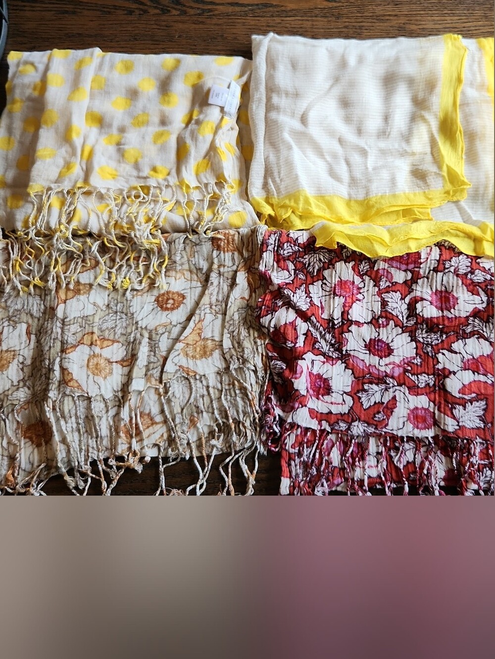 New York & Company Floral and Yellow Mixed Scarf Set